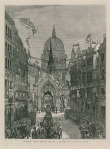 Sketch from Fleet Street looking up Ludgate Hill by English School