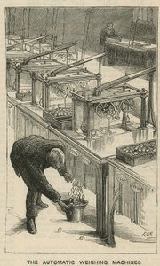 Sketches at the Royal Mint, Tower Hill; The Automatic Weighing Machines by English School