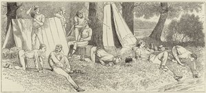 Sketches from a steam launch at Henley Regatta