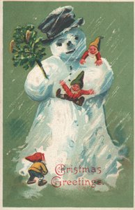 Snowman with Elves by English School