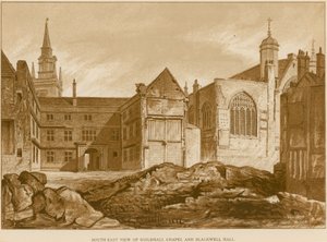 South East View of Guildhall Chapel and Blackwell Hall, London by English School