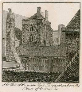South east view of the Bell Tower, St Stephens Chapel, taken from the House of Commons by English School