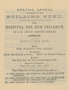Special Appeal on Behalf of Great Ormond Street by English School