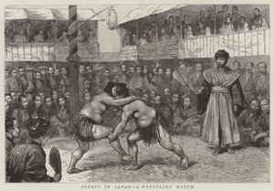Sports in Japan, a Wrestling Match by English School