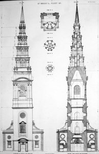 St. Brides, Fleet Street, Elevation of the West End, 19th Century by English School
