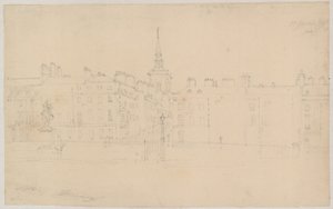 St Jamess Square, London; original pencil sketch by English School