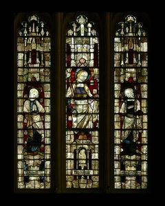 St. Mary and St. John with a composite female saint in the centre, late 14th century by English School