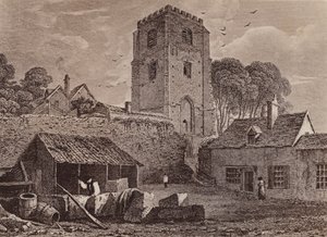 St Marys Church showing the old wall 1824 by English School