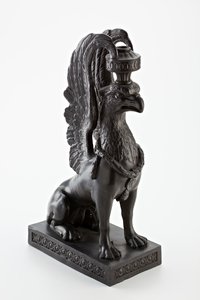 Staffordshire Wedgwood basalt ware candlestick in the form of a griffin, c.1771-80 by English School