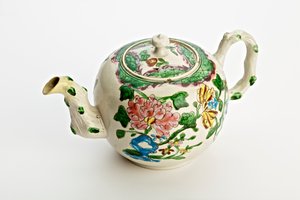 Staffordshire teapot decorated with chrysanthemums, 1760 by English School