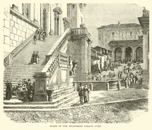 Stairs of the Senatorial Palace, Rome by English School