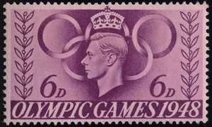Stamp commemorating the 1948 London Olympics by English School