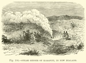 Steam Geyser of Karapiti, in New Zealand by English School