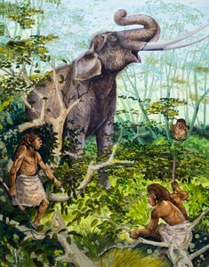 Stone Age Man and Elephant