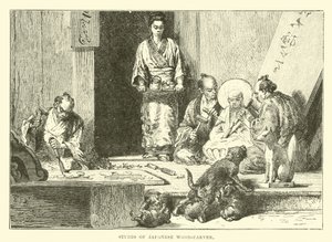 Studio of Japanese wood-carver by English School