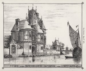 Study for Water Gate, Denmark for Count Kuth (engraving) by English School