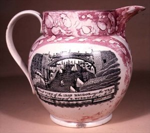 Sunderland Ware jug, transfer-printed, early 19th century by English School
