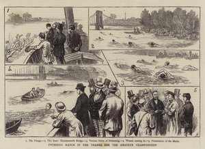Swimming Match in the Thames for the Amateur Championship (engraving)