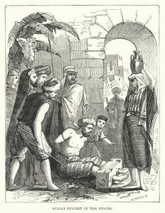 Syrian Culprit in the Stocks (engraving) by English School