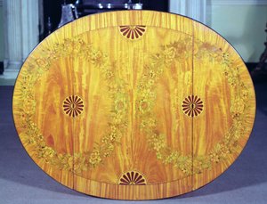 Table-top view of Pembroke table in Hepplewhite style, late 18th century