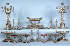Table Garniture, Probably Designed by Leonard Morel-Ladeuil, by Elkington and Co, Birmingham by English School