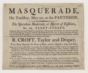 R Croft Tailor and Draper, trade card by English School