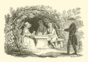 Taking tea in the garden by English School