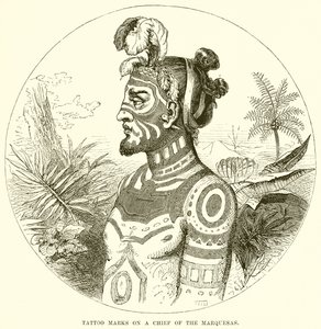 Tattoo Marks on a Chief of the Marquesas by English School