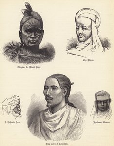 Tawhiao, the Maori King, the Mahdi, a Risharin Arab, King John of Abyssinia, Khartoum Woman (engraving) by English School