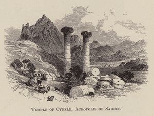 Temple of Cybele, Acropolis of Sardes (engraving)