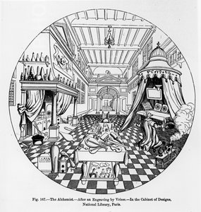 The Alchemist, After an Engraving by Vriese, Illustration from Science and Literature in the Middle Ages and the Renaissance, Written and Engraved by Paul Lacroix, 1878