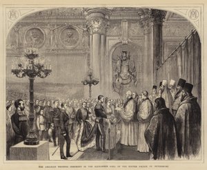 The Anglican Wedding Ceremony in the Alexander Hall of the Winter Palace, St Petersburg by English School