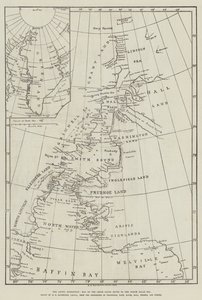 The Arctic Expedition, Map of the Smith Sound Route to the North Polar Sea by English School