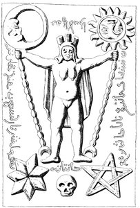 The Baphomet of the Templars, illustration of a stone casket found at Essarois (Burgundy) by English School