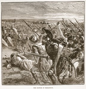The Battle of Marathon by English School
