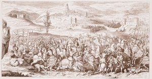 The Battle of Spurs, from the Ancient Picture in the Possession of The Royal Society of Antiquities by English School