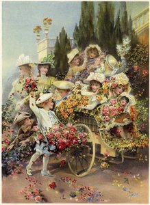 The Battle of the Flowers by English School
