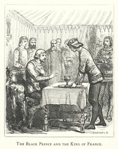 The Black Prince and the King of France by English School