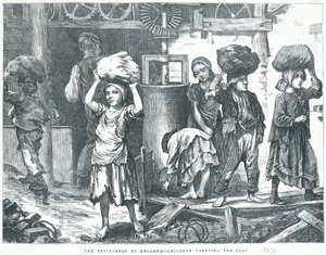 The Brickyards of England, Children carrying the clay, 1871 by English School