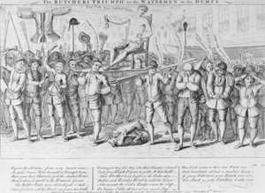 The Butchers Triumph, or Waterman in the Dumps, 1750 by English School