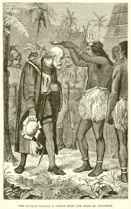 The Cacique placing a Crown upon the Head of Columbus by English School