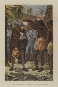 The Cacique Placing a Crown on the Head of Columbus by English School
