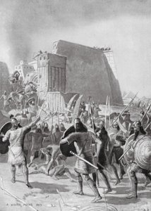 The Capture of Memphis by the Assyrians by English School
