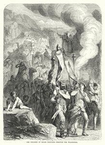 The Children of Israel Marching through the Wilderness by English School
