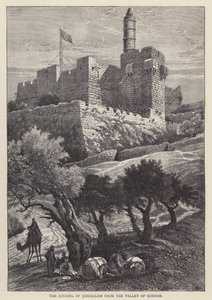 The Citadel of Jerusalem from the Valley of Hinnom by English School