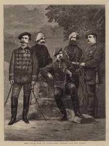 The Civil War in Spain, Don Carlos and his Staff (engraving) by English School