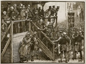 The Clare Contest: Father Murphy leading his tenants to the poll, illustration from Cassell