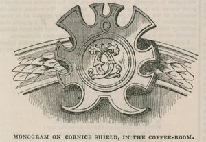 The Conservative Clubhouse: Monogram of the Club on Cornice Shield in the Coffee Room by English School