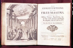 The Constitutions of the Freemasons by Dr James Anderson (c.1680-1739) published in London 1723