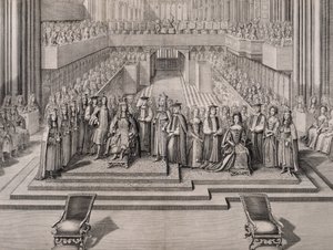 The Coronation of King James II and his second wife Mary of Modena by English School